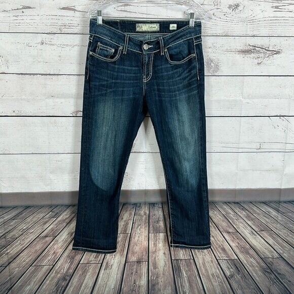 Buckle BKE Jeans Women 29 Blue Culture Crop Embellished Rhinestone Western Rodeo - Picture 2 of 12